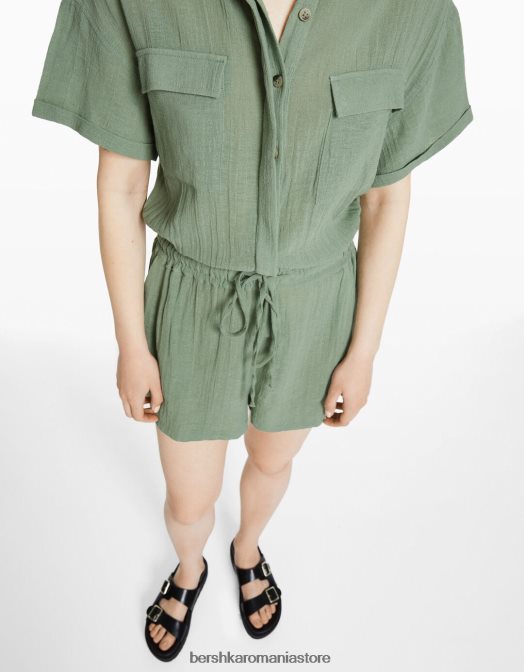 Bershka femei salopeta rustica utilitara verde Z86D4083 îmbrăcăminte