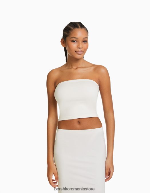 Bershka femei Set de top bandeau și fustă lungă aproape alb Z86D2031 îmbrăcăminte
