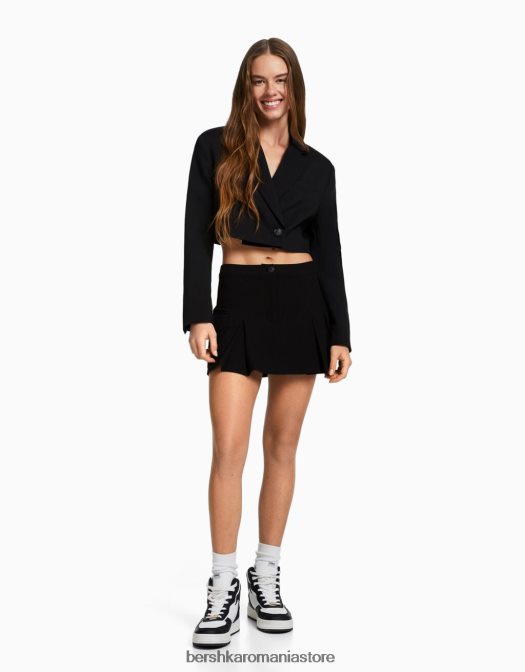 Bershka femei blazer croit croit din twill negru Z86D2013 îmbrăcăminte