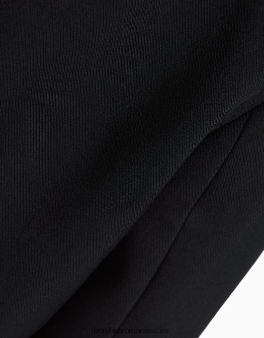 Bershka femei blazer croit croit din twill negru Z86D2013 îmbrăcăminte