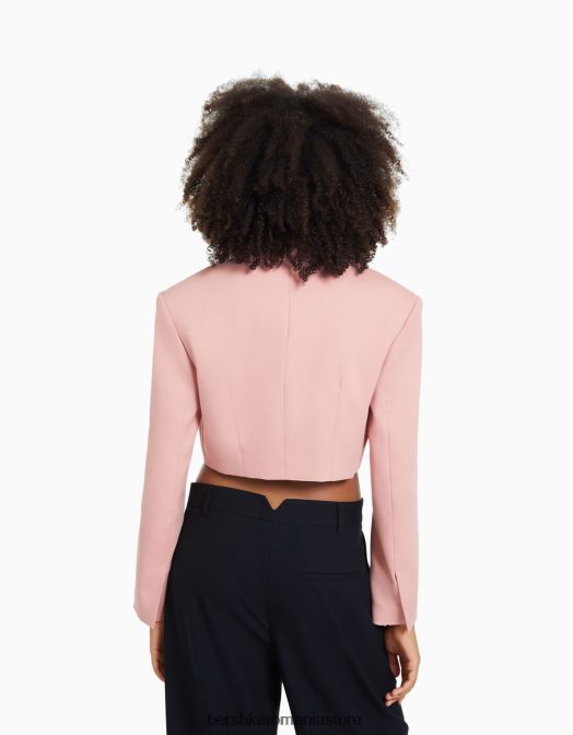 Bershka femei blazer croit croit din twill roz Z86D2009 îmbrăcăminte