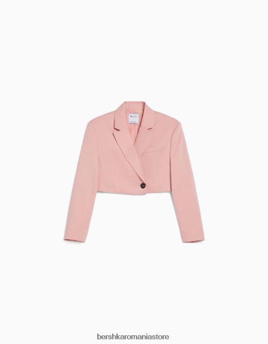 Bershka femei blazer croit croit din twill roz Z86D2009 îmbrăcăminte