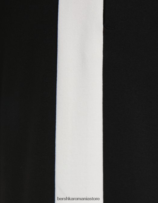 Bershka femei pantaloni croiți cu picioare largi, cu dungi laterale negru Z86D2008 îmbrăcăminte