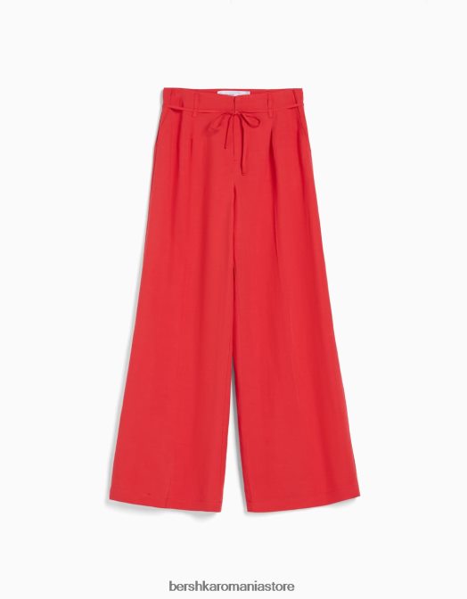 Bershka femei pantaloni largi din amestec de in coral Z86D1995 îmbrăcăminte