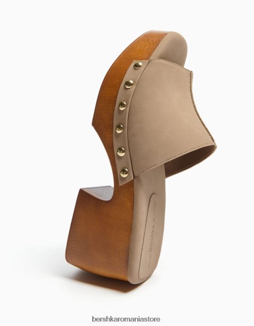 Bershka femei saboți cu platformă împânziți cu toc înalt nisip Z86D2040 îmbrăcăminte