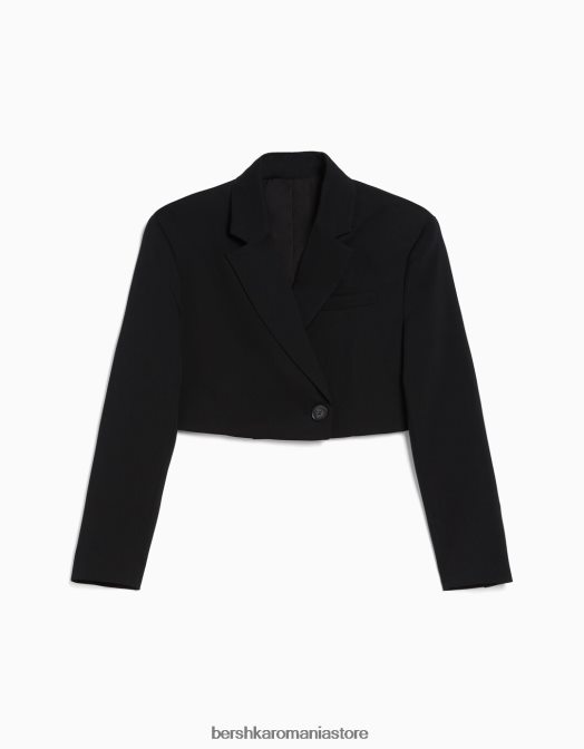 Bershka femei set de blazer decupat și fustă croită negru Z86D2012 îmbrăcăminte