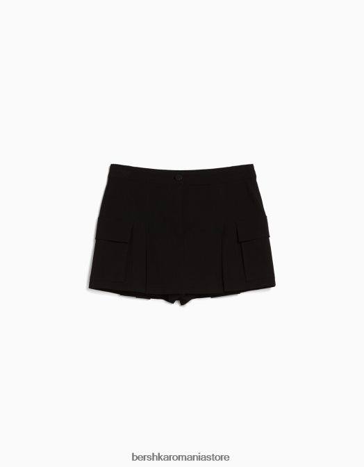 Bershka femei set de blazer decupat și fustă croită negru Z86D2012 îmbrăcăminte