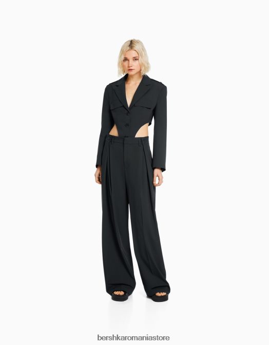 Bershka femei set de blazer și pantaloni croit gri inchis Z86D2001 îmbrăcăminte