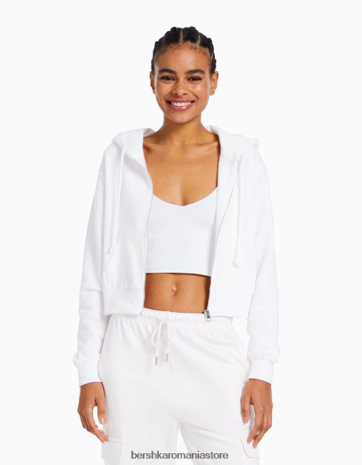 Bershka femei set de hanorace și pantaloni cu buzunare alb Z86D2059 îmbrăcăminte