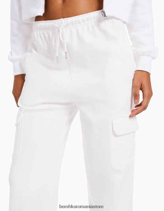 Bershka femei set de hanorace și pantaloni cu buzunare alb Z86D2059 îmbrăcăminte