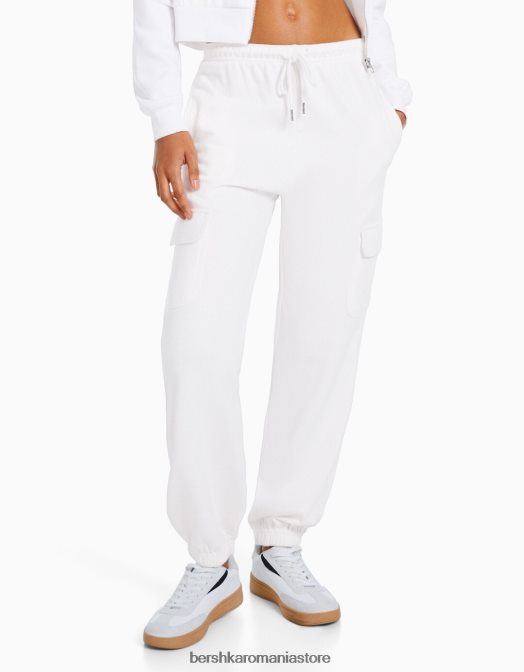 Bershka femei set de hanorace și pantaloni cu buzunare alb Z86D2059 îmbrăcăminte