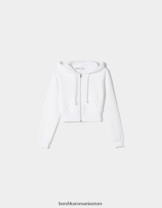 Bershka femei set de hanorace și pantaloni cu buzunare alb Z86D2059 îmbrăcăminte