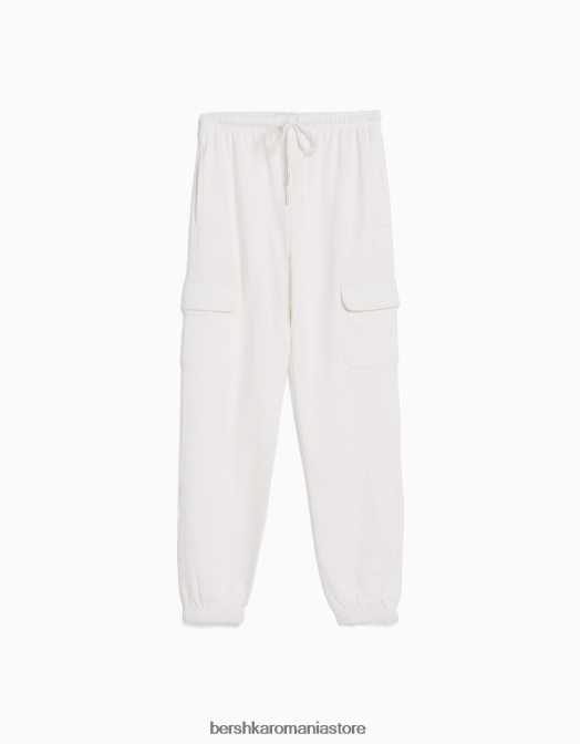 Bershka femei set de hanorace și pantaloni cu buzunare alb Z86D2059 îmbrăcăminte