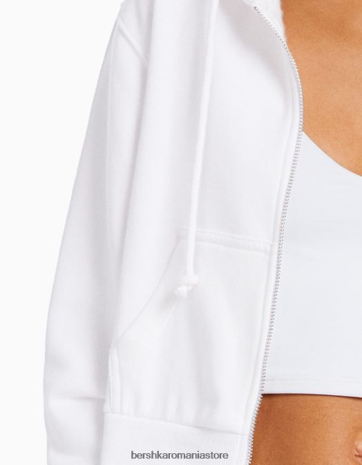 Bershka femei set de hanorace și pantaloni cu buzunare alb Z86D2059 îmbrăcăminte