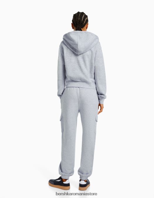 Bershka femei set de hanorace și pantaloni cu buzunare gri Z86D2060 îmbrăcăminte