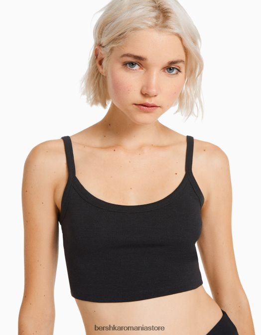 Bershka femei set de top și fustă din bumbac negru Z86D2052 îmbrăcăminte