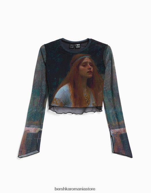 Bershka femei set de tricou și fustă din tul serie art negru Z86D2051 îmbrăcăminte