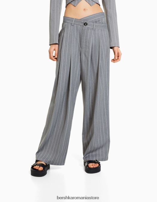 Bershka femei set de vestă detașabilă cu dungi și blazer și pantaloni gri Z86D1997 îmbrăcăminte