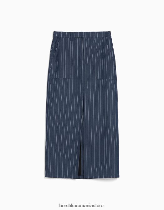 Bershka femei set de vestă și fustă în dungi albastru inchis Z86D2000 îmbrăcăminte