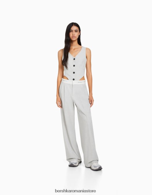 Bershka femei set de vestă și pantaloni croit gri Z86D1996 îmbrăcăminte