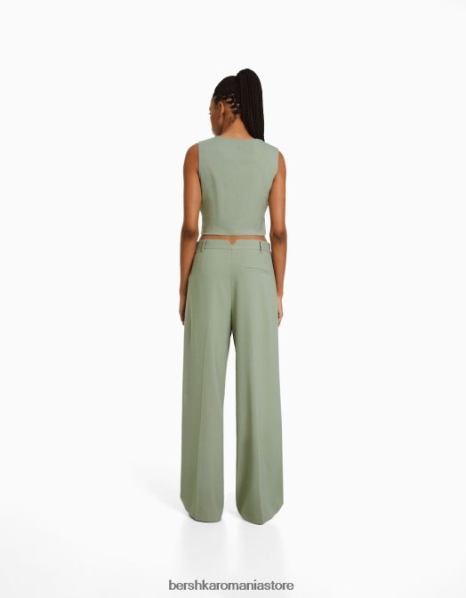 Bershka femei set de vestă și pantaloni croit kaki Z86D1999 îmbrăcăminte