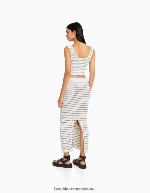 Bershka femei set top și fustă tricot alb Z86D986 îmbrăcăminte