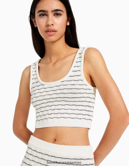 Bershka femei set top și fustă tricot alb Z86D986 îmbrăcăminte