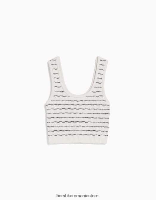 Bershka femei set top și fustă tricot alb Z86D986 îmbrăcăminte