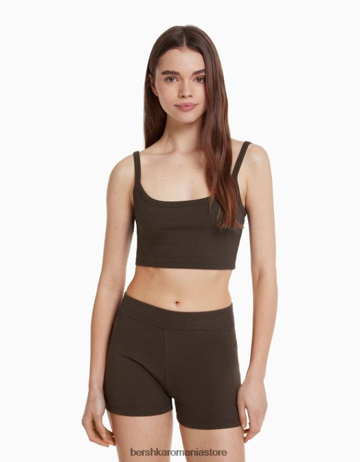 Bershka femei set top și pantaloni scurți gri inchis Z86D2056 îmbrăcăminte