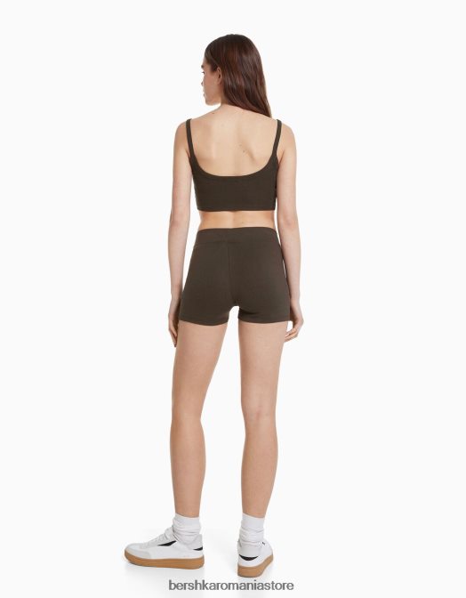 Bershka femei set top și pantaloni scurți gri inchis Z86D2056 îmbrăcăminte