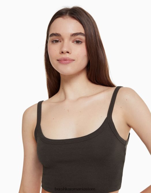 Bershka femei set top și pantaloni scurți gri inchis Z86D2056 îmbrăcăminte