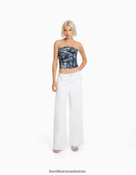 Bershka femei top bandeau cu efect tie dye albastru Z86D2026 îmbrăcăminte