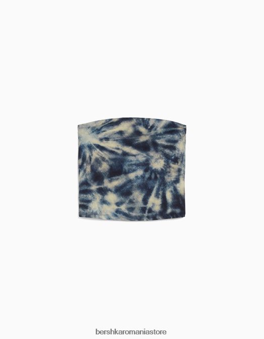 Bershka femei top bandeau cu efect tie dye albastru Z86D2026 îmbrăcăminte