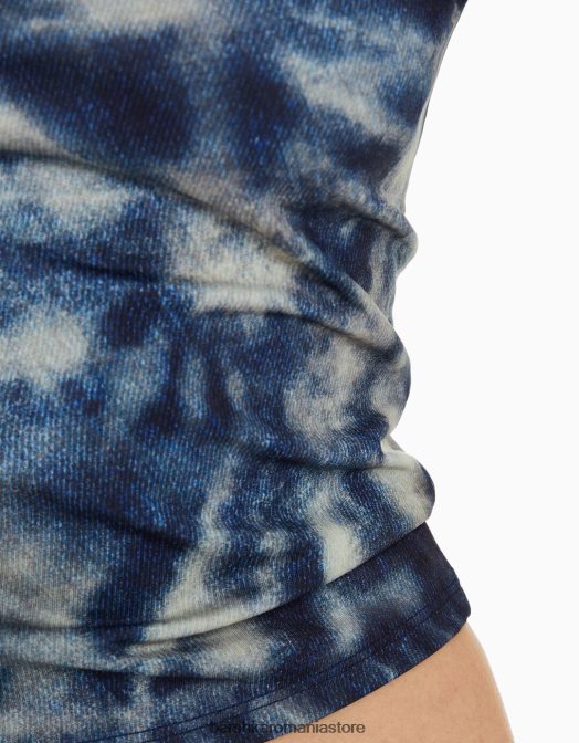 Bershka femei top bandeau cu efect tie dye albastru Z86D2026 îmbrăcăminte