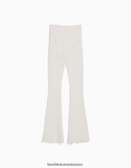 Bershka femei pantaloni croșetat evazați alb Z86D973 îmbrăcăminte