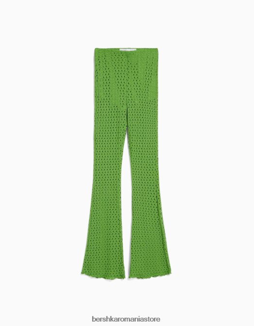 Bershka femei pantaloni croșetat evazați verde Z86D966 îmbrăcăminte