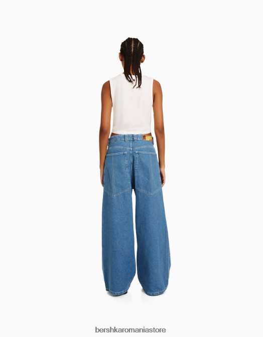 Bershka femei Blugi super largi din anii \'90 albastru deschis Z86D1500 îmbrăcăminte
