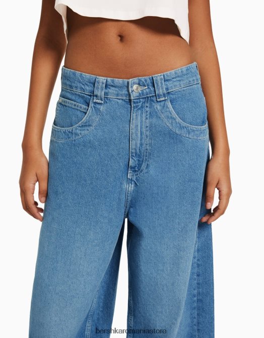 Bershka femei Blugi super largi din anii \'90 albastru deschis Z86D1500 îmbrăcăminte