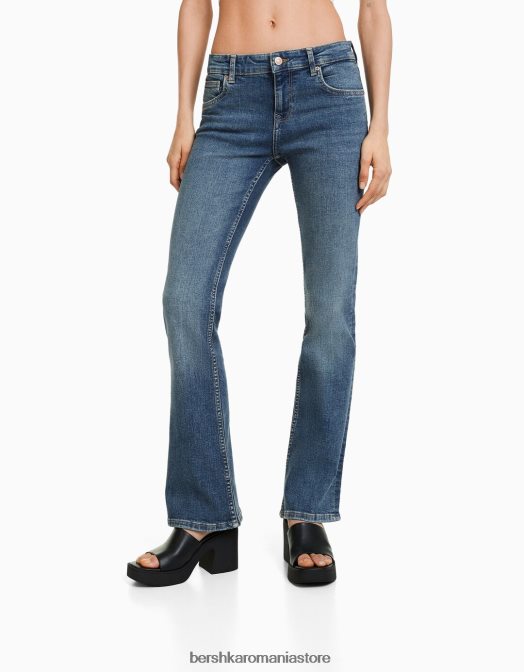 Bershka femei blugi cizme cu talie joasă albastru deschis Z86D1964 îmbrăcăminte