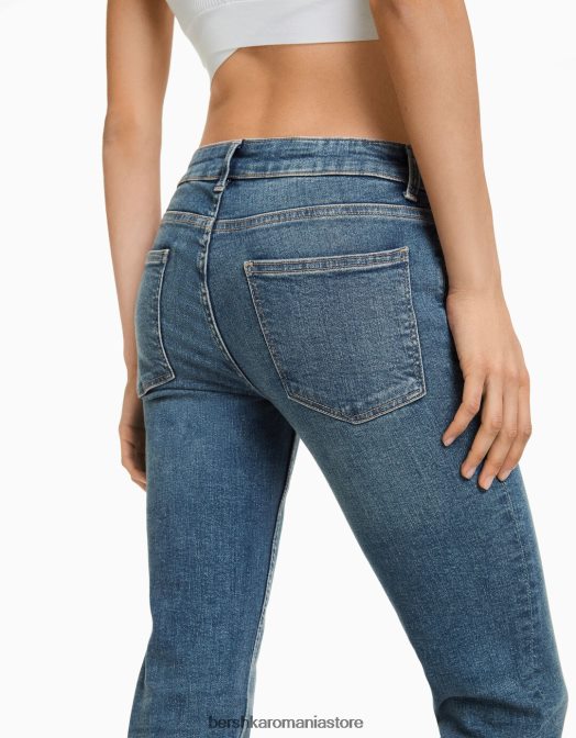 Bershka femei blugi cizme cu talie joasă albastru deschis Z86D1964 îmbrăcăminte