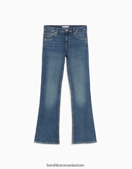 Bershka femei blugi cizme cu talie joasă albastru deschis Z86D1964 îmbrăcăminte