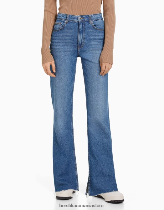 Bershka femei blugi confort cu aerisire laterală albastru Z86D1569 îmbrăcăminte