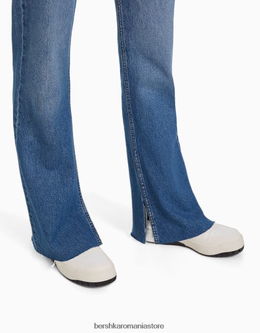 Bershka femei blugi confort cu aerisire laterală albastru Z86D1569 îmbrăcăminte