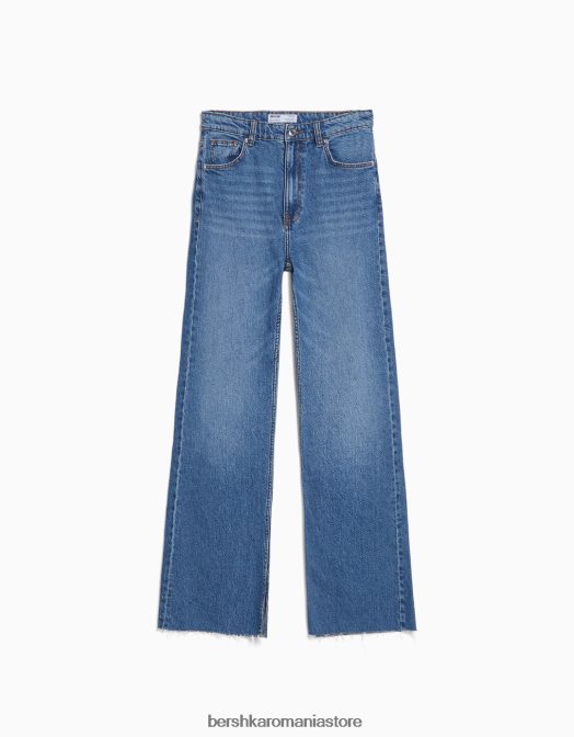Bershka femei blugi confort cu aerisire laterală albastru Z86D1569 îmbrăcăminte