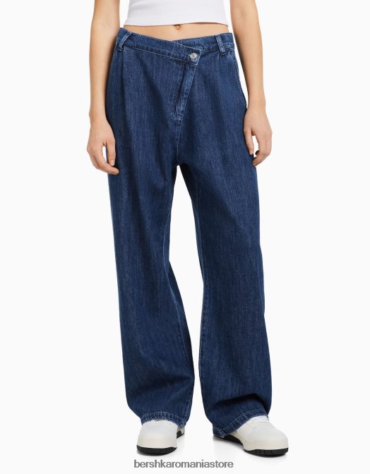 Bershka femei blugi croiți albastru Z86D1540 îmbrăcăminte