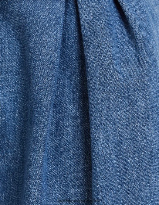 Bershka femei blugi croiți cu detaliu în talie albastru deschis Z86D1539 îmbrăcăminte