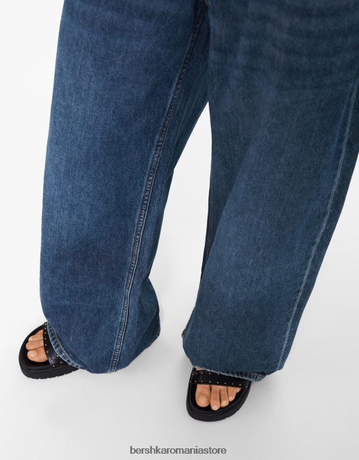 Bershka femei blugi cu picioare largi albastru Z86D1487 îmbrăcăminte