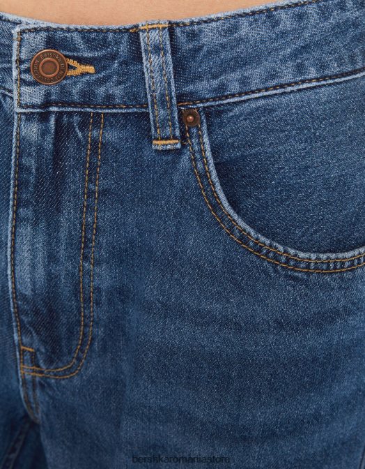 Bershka femei blugi cu picioare largi albastru Z86D1487 îmbrăcăminte