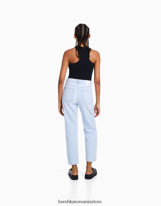 Bershka femei blugi de mama albastru deschis Z86D1531 îmbrăcăminte