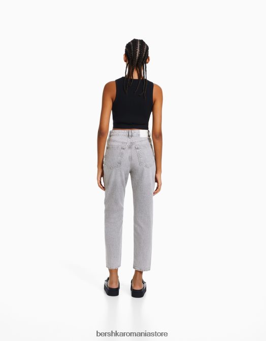 Bershka femei blugi de mama gri Z86D1533 îmbrăcăminte